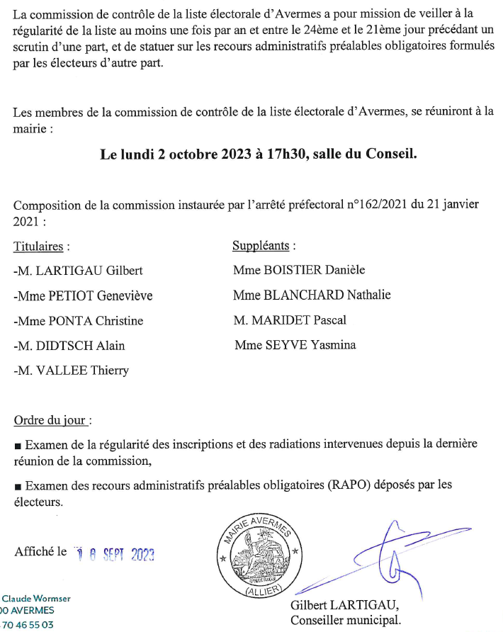 Commission texte